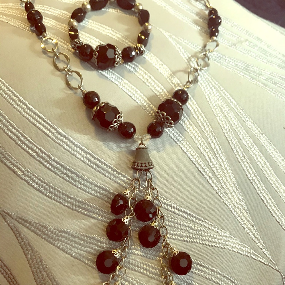 Tassel necklace with matching bracelet